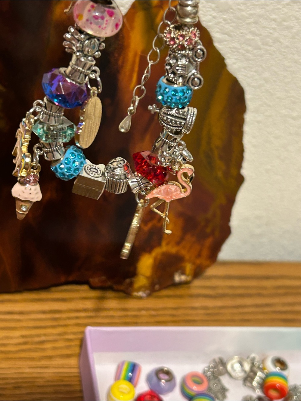 Rainbow Charm Bracelet Lot with Silver Charms - Picture 3 of 12